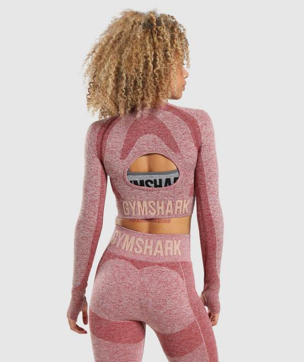 Damske Crop Top Gymshark Flex Sports Long Sleeve Bordove | ZS6810952